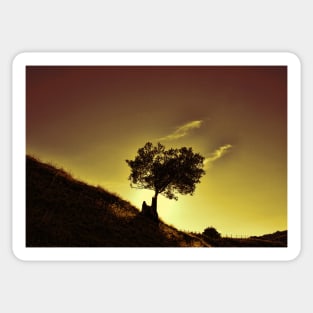 Mountain Tree Silhouette Sticker